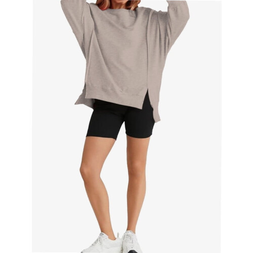 Oversized sweatshirt med rund hals og sideslidser til kvinder 1