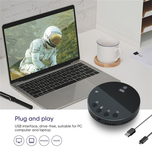 Desktop USB Conference Speakerphone BT 360 Omnidirectional Condenser Microphone PC Computer Mic with Speaker Mute