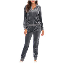 Sweatsuit For Women 2 Pieces Set Velvet Home And Outdoor Set Autumn Winter Long Sleeve Coat Pants Homewear Set Athletic Set,Gray