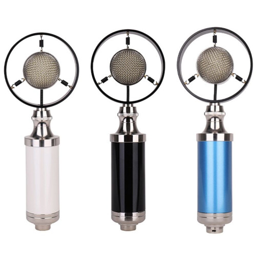 Professional Condenser Wired Vintage Recording Studio Microphone for Live Broadcast White 2