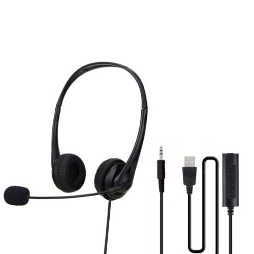 USB Headset with Microphone , with Volume Control, for Online Conference Online Classes, Games Computer Headset
