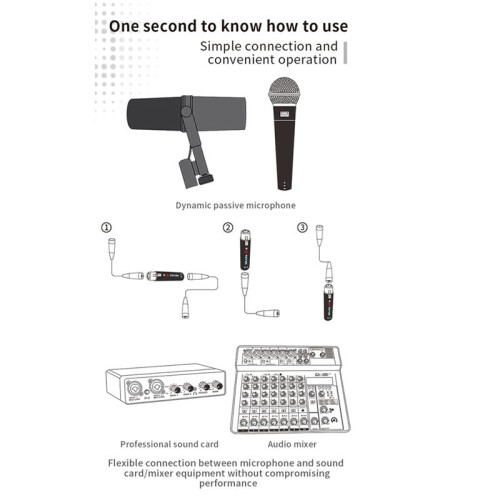 TEYUN Q2 Microphone Dynamic Preamplifier 28Db Gain Dynamic Mic Amplifier 48V Metal Structure Q-2 for Live 1