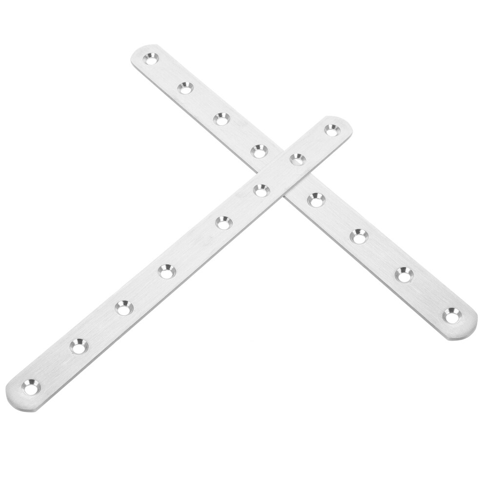 Frcolor 2 Pcs Stainless Steel Connecting Piece Plate Straight Bracket Silver 9377112488158