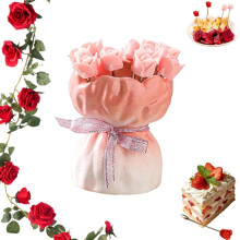 Roseformede fruktgafler med keramisk vase 12 stk