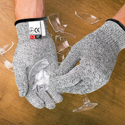 Cut Resistant Unisex Work Gloves, Large, Pair, HPPE Gray 2