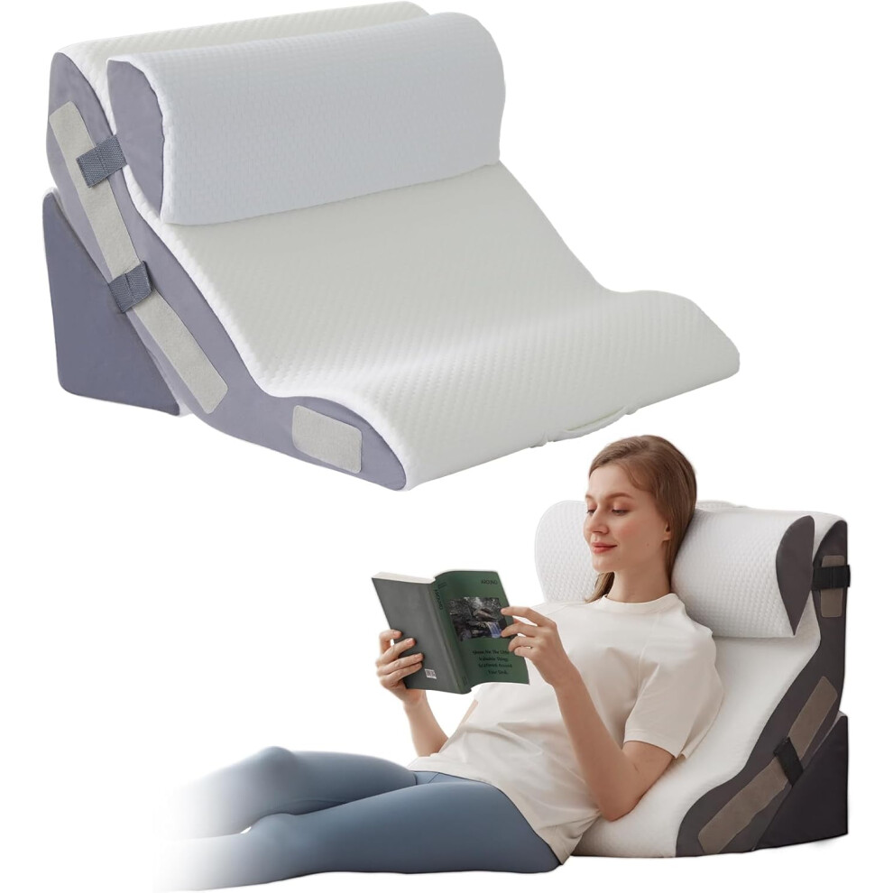 White 3Pcs Wedge Pillow Set For After Surgery, Back Bed Sitting Up, 10-In-1 Foam Acid Reflux & Pain Relief, Post Surgery Rd Snoring,