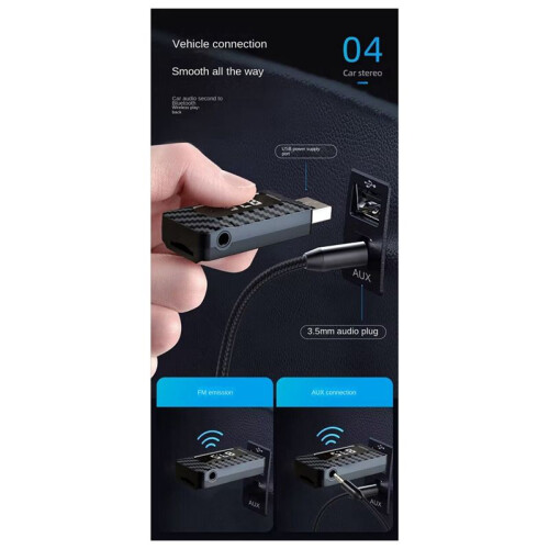 USB  Audio Adapter  Receiver Wireless Receiver Car  5.0FM Transmitter 1