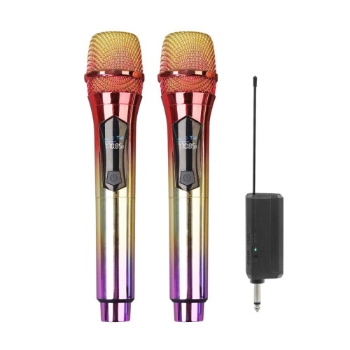 Draadloze Microfoon, Dynamische Handmicrofoon Draadloos Microfoonsysteem met Oplaadbare Ontvanger C