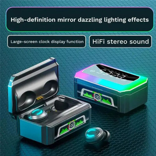 Wireless  Clock Display Noise Reduction Low Latency TWS  Headset for Mobile Gaming Computer 2