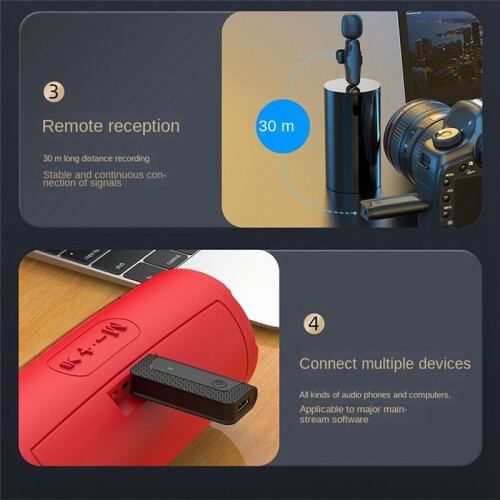 K35Pro Wireless Microphone Lavalier Microphone for Camera Cell Phone Recording Video Speaker Headset 2