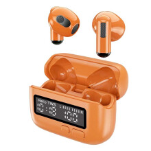 Portable Clock TWS Wireless Earphones Semi in Ear Touch Gaming Esports Long Range Headphones-Orange