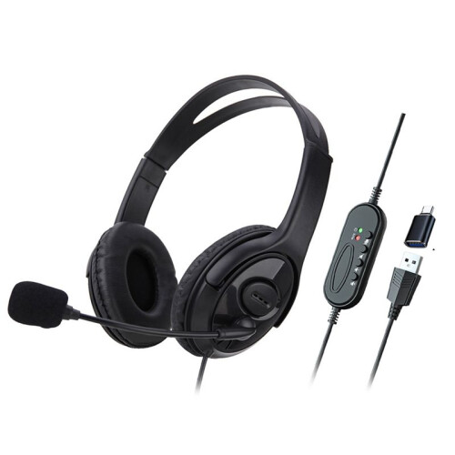 Wired USB Headset Computer Teaching Telephone Headset with Microphone Type-C Suitable for  Skype Office Call Center