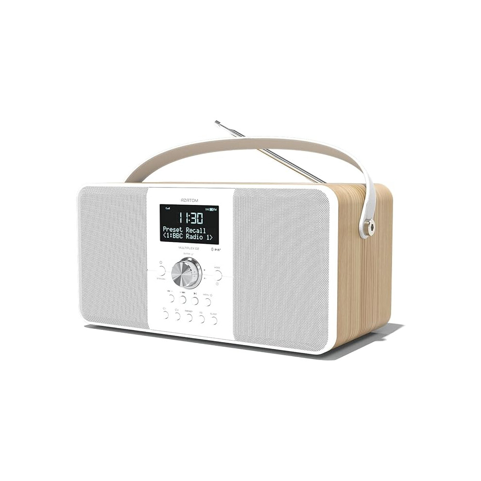 Azatom Dab/Dab+ & Fm Digital Radio | Bluetooth | Usb Device Charging | Rechargeable Battery | Dual Alarms & Sleep Timer