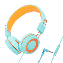 Children'S Headphones Headset Wired Colorful Laptop Tablet Phone for Learning Online Class Headphones,Orange+Green