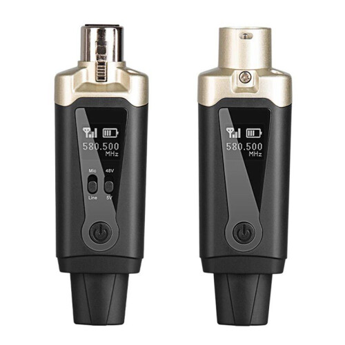 Wireless Microphone System XLR Mic Converter Adapter UHF Automatic Transmitter Setup for Condenser Dynamic Mic 1