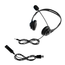 Headset Double Headset Exam Wired Headset Business Operator Special Computer Hearing Multi-Function Earphone, C