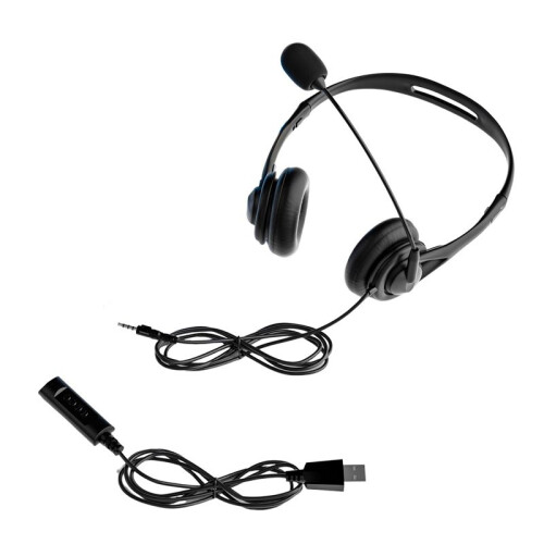 Headset Double Headset Exam Wired Headset Business Operator Special Computer Hearing Multi-Function Earphone, C