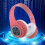 Headphones,Intelligent Wireless  Headset HiFi Stereo Foldable Headset for Home Office Red 6