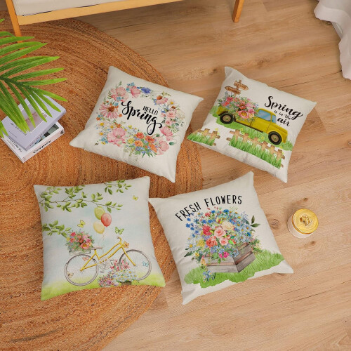 Fodere per cuscini primaverili 20x20 cm, set floreale da 4 pezzi 1