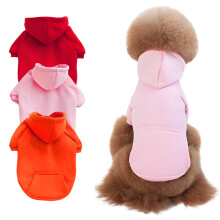 Hondenhoodie voor kleine honden in de herfst en winter, roze, maat M