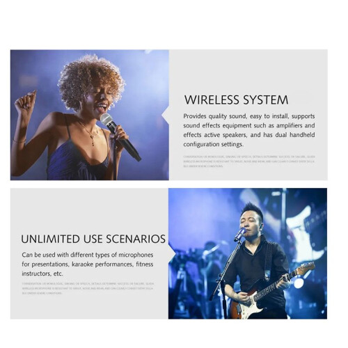 Professional Wireless Microphone System UHF 4 Channel Fixed Frequency Handheld Device for Stage, Home Parties, Churches