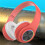 Headphones,Intelligent Wireless  Headset HiFi Stereo Foldable Headset for Home Office Red 2