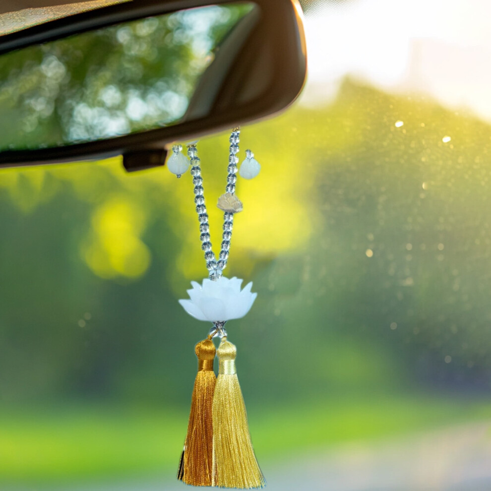 Ankereame Car Rearview Mirror Pendant - Plastic Woven Automotive Interior Decor Charm, 22Cm Hanging Accessory For Car Decor Yellow 9027700489714