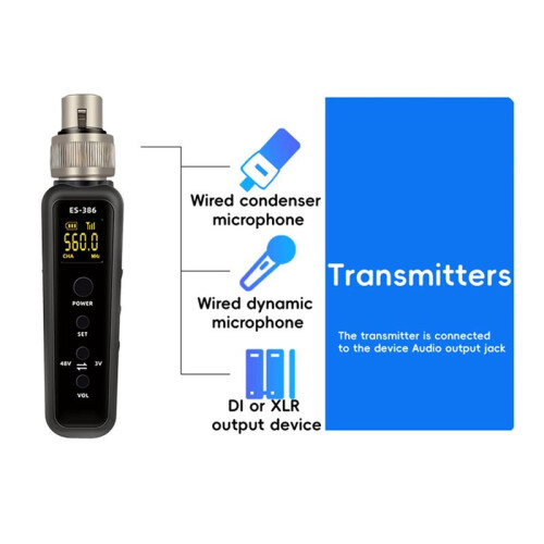 Uhf Wireless Microphone Converter Xlr Transmitter Receiver for Microphone Guitar Transmitter Receiver Adapter 640-690Mhz 2