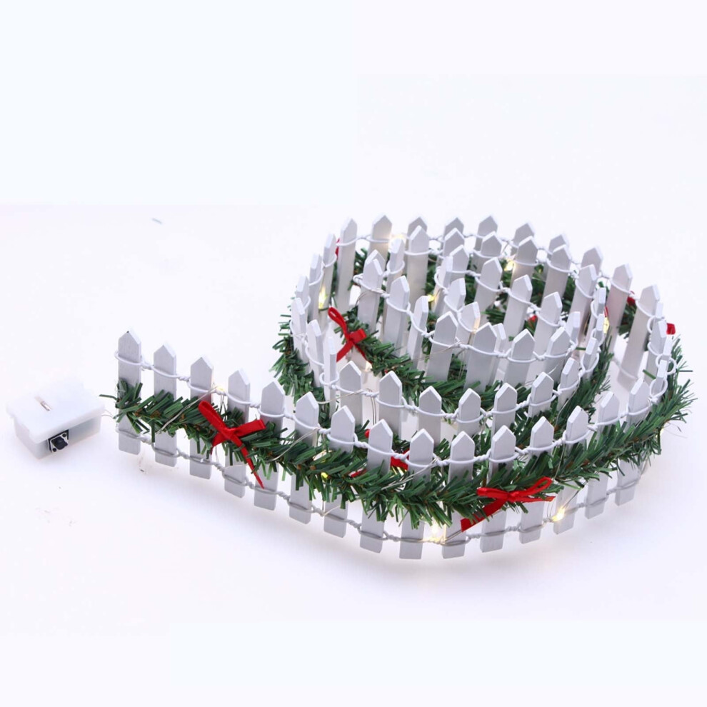 35" Christmas Village Fence With Led Lights Â Miniature Wooden Picket Fence For Dollhouse & Landscape Â Compatible With Christmas Village 9027700490147