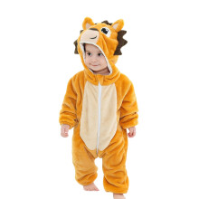 Unisex Newborn to 24M Soft Flannel Hooded Creeper Jumpsuit – Yellow Role Play Costume, Compatible with Standard Sizes