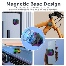 Magnetic Speaker with LED, Portable Wireless Outdoor Subwoofer, TWS Stereo, Cell Phone Stand