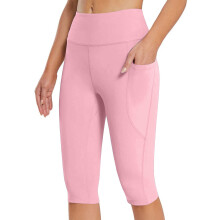 Dameslegging tot op de knie, hoge taille, geschikt voor yoga, workouts en andere activiteiten, met zakken voor een casual zomerlook.