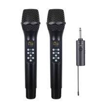 Wireless Microphone Dual Channel UHF Handheld Dynamic Mic Set Receiver with Rechargeable Receiver for Stage Karaoke