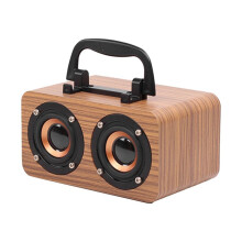 Altoparlante Portatile In Legno 5.0 Stereo A Doppio Canale con Radio FM, Suono Hi-Fi, Scheda TF, Supporto AUX B