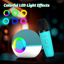 Karaoke Machine with 2 Mic,Portable  Microphone Song Toys with LED Light,Chritmas Birthday Gift for Kids,B