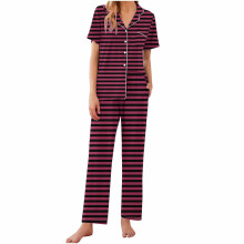 Ensemble pyjama deux pièces à carreaux pour femme, été, vêtements de nuit et d'intérieur, chemise de nuit boutonnée, tailles S à 2XL