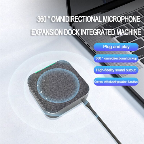 Docking Station Conference Speakerphone Video Conference Omnidirectional Microphone Hub for PC Laptop Computer 2