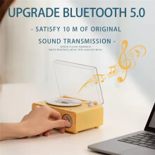 New Arrival Retro Record Player Alarm Clock Audio Speaker Rechargeable Wireless Loud  Speaker Vinyl Phonograph