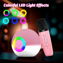 Macchina per Karaoke con 2 Microfoni, Microfono Portatile, Giocattoli Musicali con Luce LED, Regalo di Compleanno di Natale per