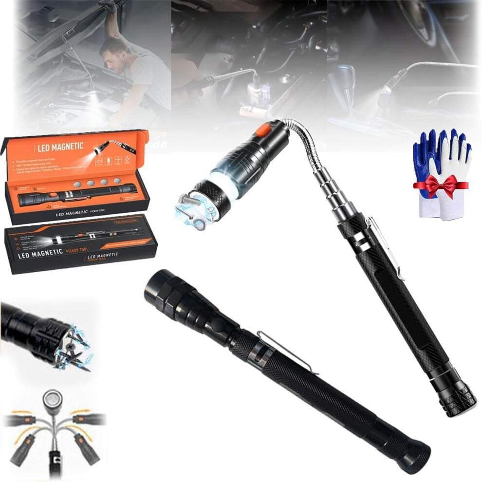Telescoping Magnetic Pickup Tool With Led Light, Rechargeable, 22" Flexible Extendable Neck Â Compatible With All Devices 9027700492035