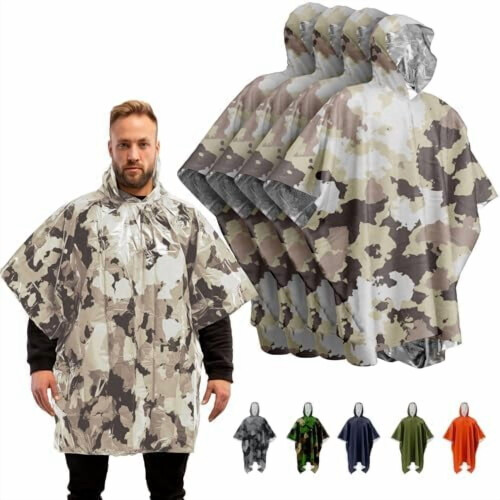 Emergency Poncho with Mylar Blanket Liner Waterproof