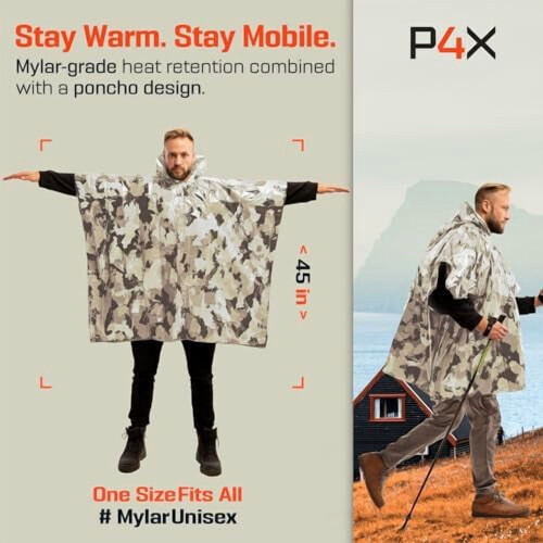 Emergency Poncho with Mylar Blanket Liner Waterproof 1