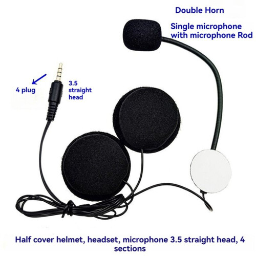 Motorcycle Helmets Intercom Mic Headset 2 Speakers 32Ω Microphone for Half-Motorcycle Helmet Straight Plug 1