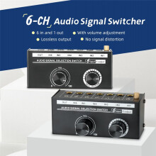Selettore Audio 6 In 1 Out Interruttore di Selezione del Segnale Audio Selettore del Canale Audio Stereo con Controllo del Volume