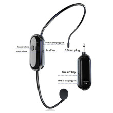 Microphone Sans Fil 2,4 G Longue Portée, Microphone Portable et Porté sur la Tête, Double Mode pour L'Enseignement, les Instructeurs de Fitness