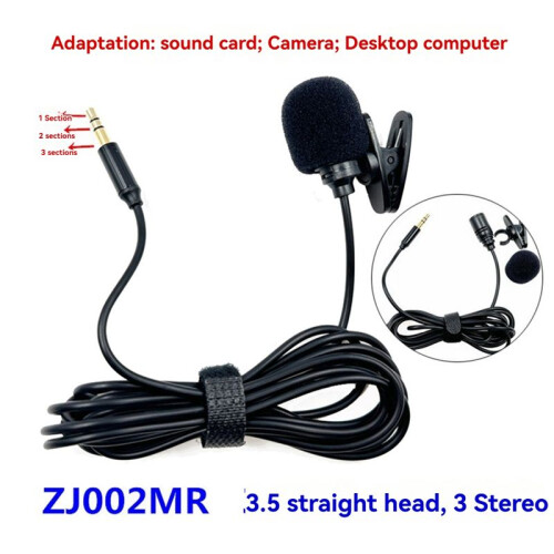 Lavalier Microphone Mic Stereo Audio  Wired Mic 3.5mm Plug for Sound Card Camera PC Desktop Computer 2 Meter 1