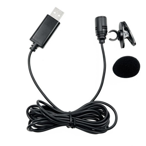 Microfono Lavalier USB Omnidirezionale con Clip Cablato, Microfono Vivavoce, Plug &  per Computer, PC, Laptop, 2 M 2