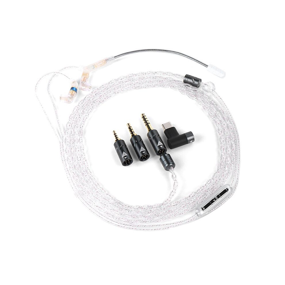 Qkz Q7-Max Earphones Upgrade Cable Oxygen-Free Copper -Plated Mmcx/S-Type 2Pin Qdc To 2.5/3.5/4.4Mm Type-C 3 In 2 Silver 6031042746476