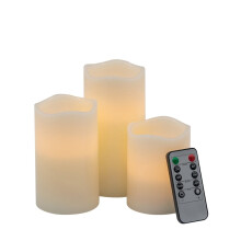 Set mit 3 flammenlosen LED-Kerzen D3" H4"/H5"/H6"