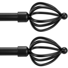Svart 3/4" justerbart gardinstangsett – 22 til 48 tommer
